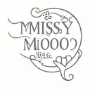text that says "missy moo" and accompanying symbol tattoo design idea