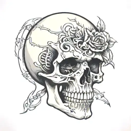 skeleton head tattoo design idea