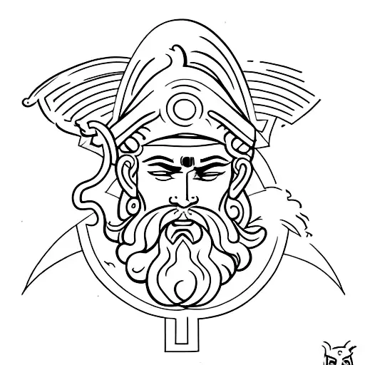 Tattoo of Greek gods, with Zeus holding his thunderbolt on the right side, Poseidon holding his trident on the left side tattoo design idea