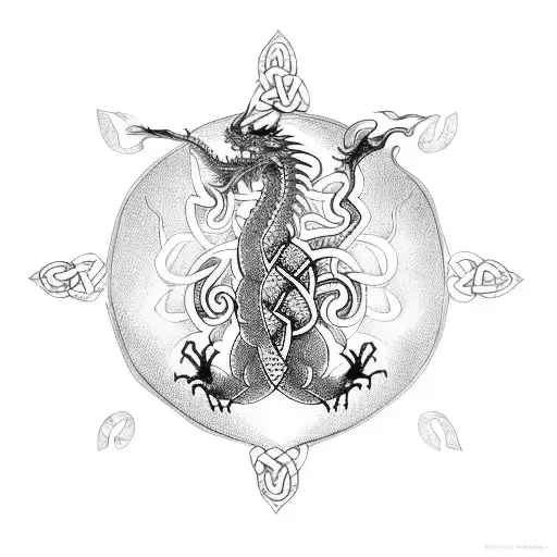 Intricate dragon design inspired by Celtic knots tattoo design idea