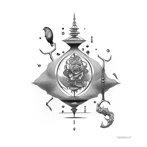 hourglass life & death tattoo design idea