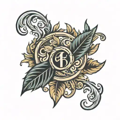"ꑭ" symbol with laurel wreath made only tattoo design idea