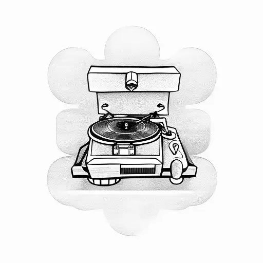 record player for a head tattoo design idea