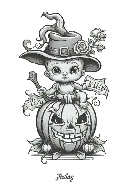 Hailey name cute baby pumpkin halloween cute tattoo design idea