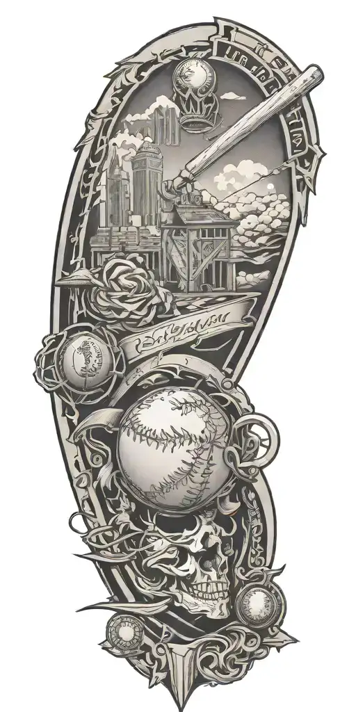 A baseball diamond and god  tattoo design idea