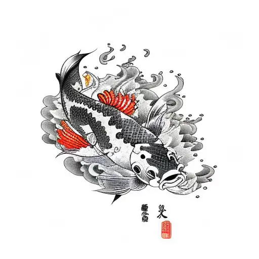 Koi Fish with smoke japanese tattoo design idea