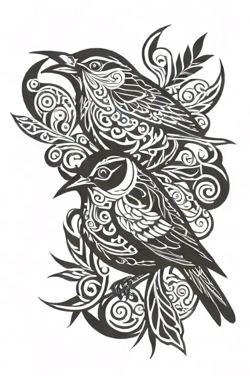 Eve and Wren bird tattoo design idea