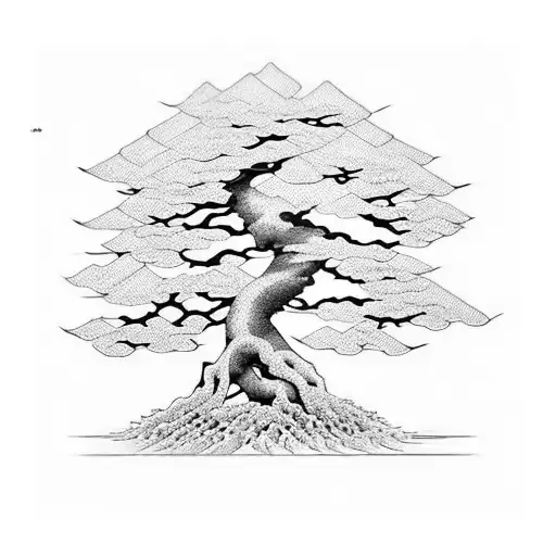bonsai tree made out of DNA tattoo design idea