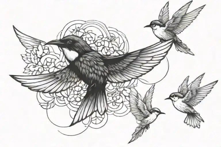 ataraxia and swallows tattoo design idea