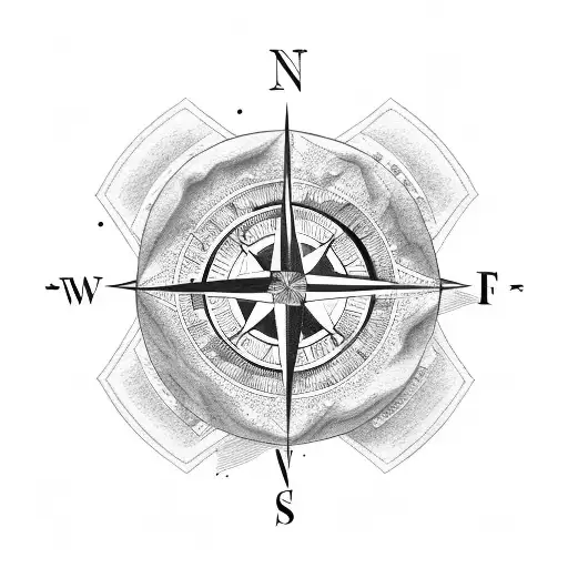 A compass with the coordinates of where you met, surrounded by books and coffee beans tattoo design idea
