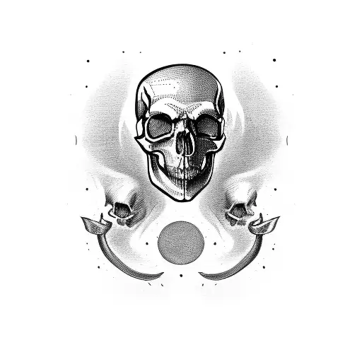 stylized skull without a jawbone tattoo design idea