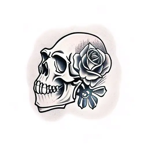 stylized skull thats missing a jawbone tattoo design idea