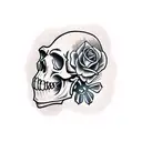 stylized skull thats missing a jawbone tattoo design idea