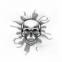 stylized skull thats missing a jawbone tattoo design idea