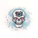 stylized skull thats missing a jawbone tattoo design idea