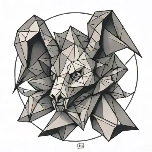 A minimalist bow with devil horns design inspired by Japanese origami art tattoo design idea