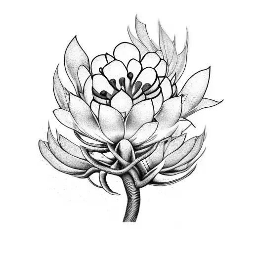 haemanthus with viper wrapping around it tattoo design idea