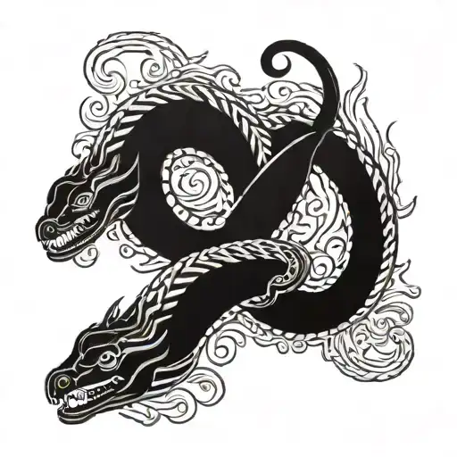 Nordic, sea ​​serpent, dark  tattoo design idea