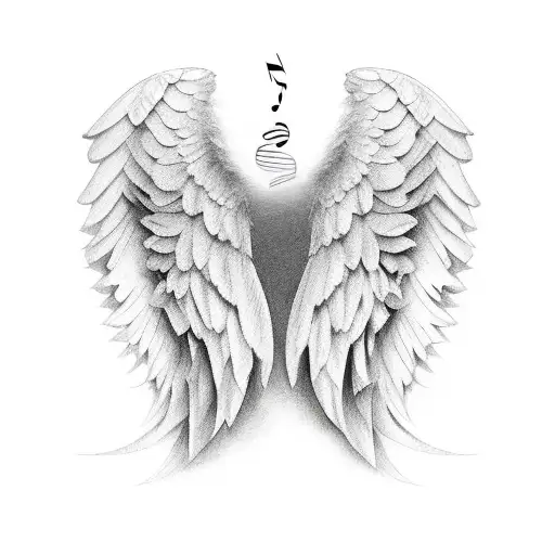 angel wing made out of music notes tattoo design idea