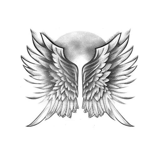angel wings with music notes tattoo design idea