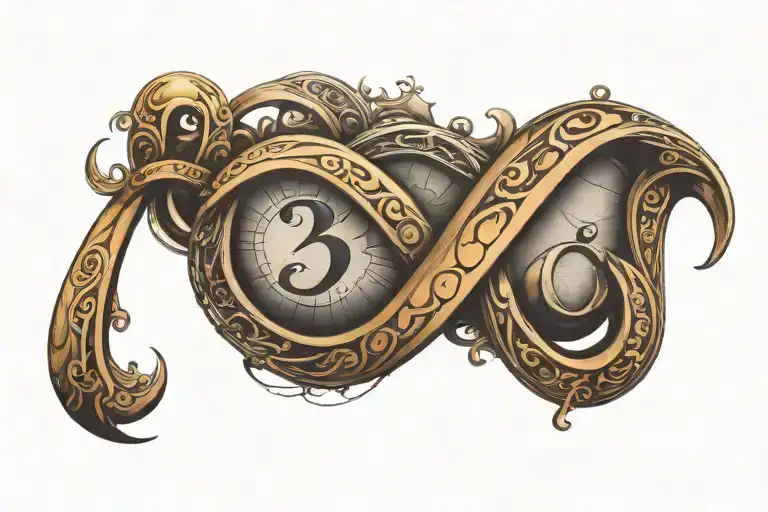 infinity sign with the date 2 may 1936  tattoo design idea