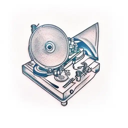tattoo of a record player with a vinyl tattoo design idea