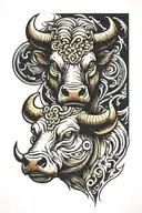bull and bear head tattoo design idea