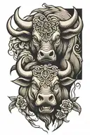 bull and bear head tattoo design idea