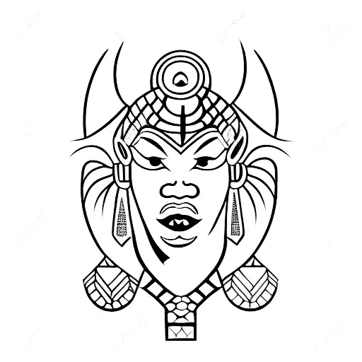 African warrior goddess tattoo design idea