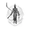 African warrior goddess mirror sword tattoo design idea