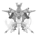 African warrior goddess mirror sword tattoo design idea
