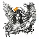 angel and demon women tattoo design idea