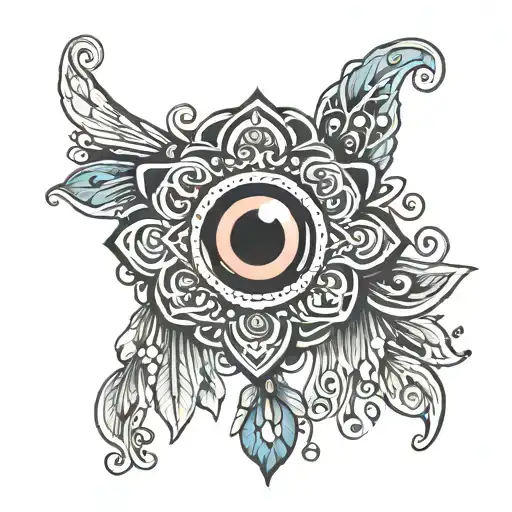 hamsa with evil eye  tattoo design idea