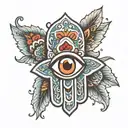 hamsa with evil eye  tattoo design idea