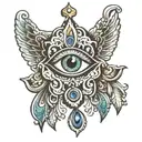 hamsa with evil eye  tattoo design idea