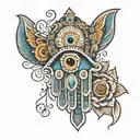 hamsa with evil eye  tattoo design idea