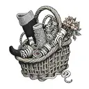 communal sock basket tattoo design idea