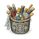 communal sock basket tattoo design idea
