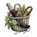 communal sock basket tattoo design idea