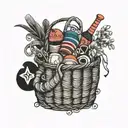 communal sock basket tattoo design idea