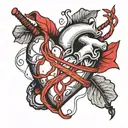 heart wrapped with red string  tattoo design idea