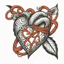 heart wrapped with red string  tattoo design idea