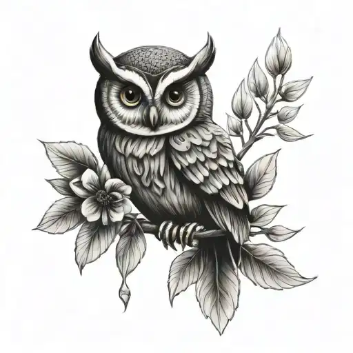 athena, owl, olive branch  tattoo design idea