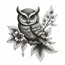 athena, owl, olive branch  tattoo design idea