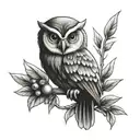 athena, owl, olive branch  tattoo design idea