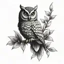 athena, owl, olive branch  tattoo design idea