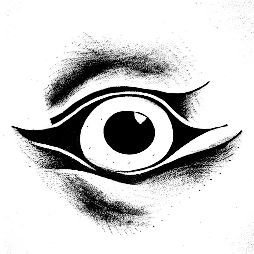 "concept tattoo" style tattoo that contains an eye, the symbol of Afterlife, representation of constancy, the number 197 tattoo design idea