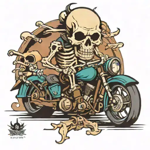 skeleton pirate motorcycle tattoo design idea