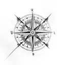 long compass with mountains  tattoo design idea