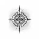 long compass with mountains  tattoo design idea